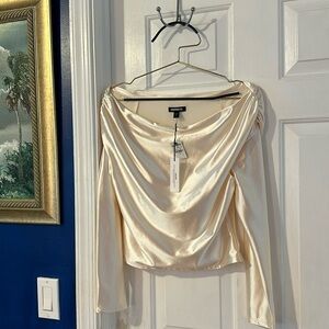 NWT Women’s Satin Draped Shoulder Polyester & Spandex Top from Express Size S